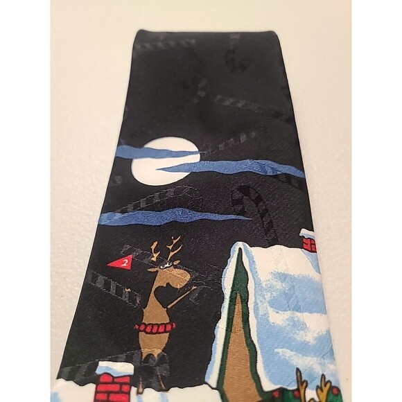 VTG HALLMARK "YULE TIE GREETINGS" SANTA CLAUS GOLFING XMAS NECKTIE TIE RARE - Picture 2 of 4